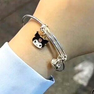 Kuromi Charm Bracelet Hello Kitty Sanrio Adjustable Silver Emo Trendy Stylish